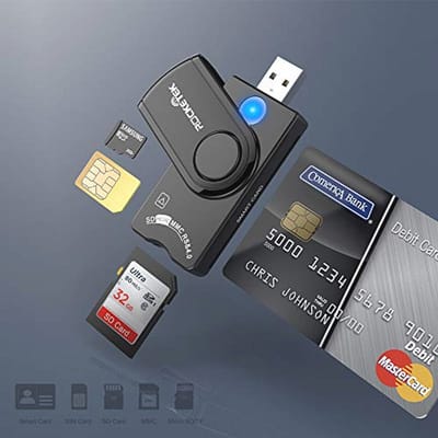 USB Smart Card Lezer met Meerdere Poorten voor SD, SIM en Micro SD - Compatibel met Windows en Mac