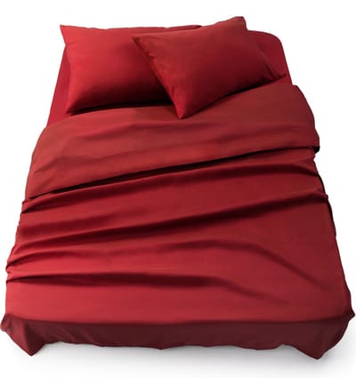 Blumtal 3-delige Set Bedlaken - Hoeslaken 135 x 190 x 30 cm - Laken 220 x 275 cm - 2 x Kussensloop 50 x 80 cm - Aurora Red