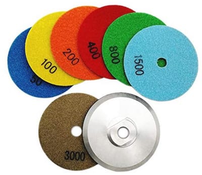 Diamant polijstpads 100 mm - 7 stuks voor graniet, marmer en steen