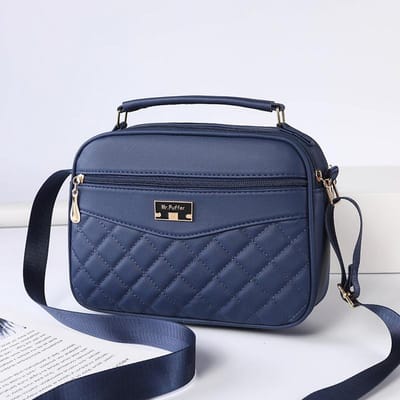 Damestas Diamant Vierkante Tas Modieuze PU Geborduurde Zijband Schoudertas Dames blauw