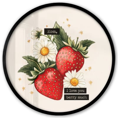 Poster in lijst Rond - Fotolijst 40x40 cm - Posters - Aardbeien - Madeliefjes - Quote - Sterretjes - Ronde posterlijst zwart - Decoratie - Wanddecoratie woonkamer - Muurdecoratie slaapkamer