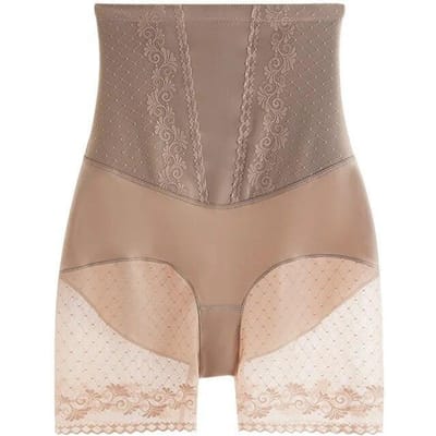 Flarixa Dames High Waist Kant Ondergoed Buikcontrole Ondergoed Platte Buik Broek Heuplift Slip Body Shaper Veiligheidsshorts Zomer M beige