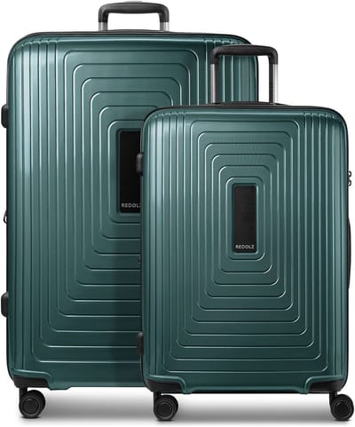 Redolz Essentials 14 Kofferset met 4 wielen, M+L, met uitbreidingsplooi - Harde bagage - TSA slot - pearl-green metallic