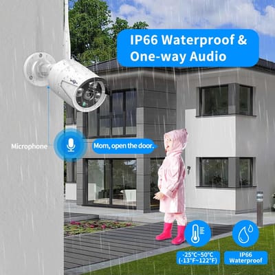 Beveiligingscamerasysteem - 10CH - 5MP Camera - Openlucht - Bewakingscamera - AI-menselijke detectie - Beveiligingscamera - Beveiligingscamerasysteem - NTSC,PAL - Alexa - 4 stuks - Wit