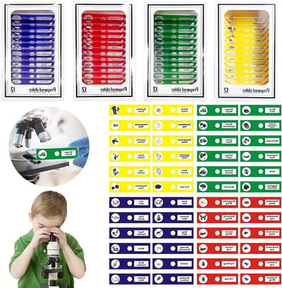 Set van 48 microscoopaccessoires voor biologische monsters van dieren, insecten en planten, ideaal voor wetenschappelijk onderwijs en onderzoek