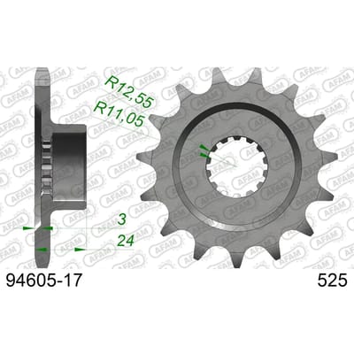 Stalen motortandwiel voor Afam 525 17 dents