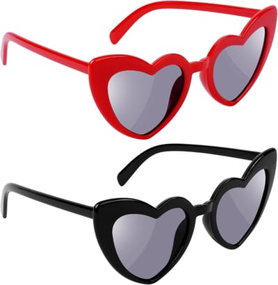 Retro Hartvormige Zonnebril Set van 2 - Cat Eye Zonnebrillen met UV400 Bescherming voor Feestjes, Reizen en Foto Shoots