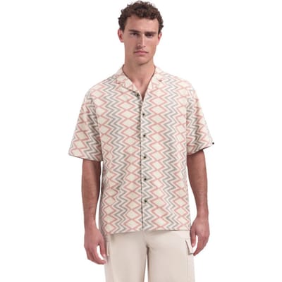 No Excess Shirt short sleeve jacquard zigzag coral