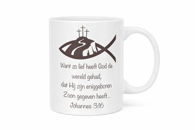 Christelijke-Mok - Johannes-3-16 - Cadeau Pasen - Christelijke-Koffiemok - Christelijke Bemoediging - Christelijk-Geschenk - Cadeau -Voor-Haar-Christelijk Cadeau-Voor-Hem- Johannes-3-16 - Christelijke-Decoratie - Mok-Met-Geloof - Geestelijk-Cadeau -