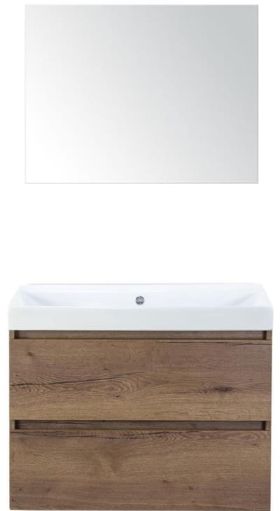 Maxx XL Badmeubelset 80 cm - Tabacco - Wastafel Just Zonder Kraangat met Spiegel