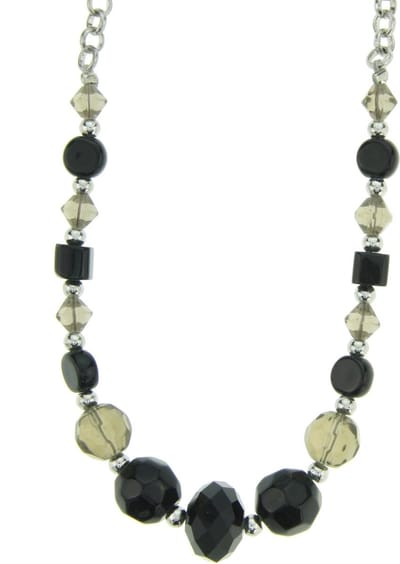 Behave Lange ketting zwart en goudkleur met kristallen kralen – Nikkelvrije modeketting