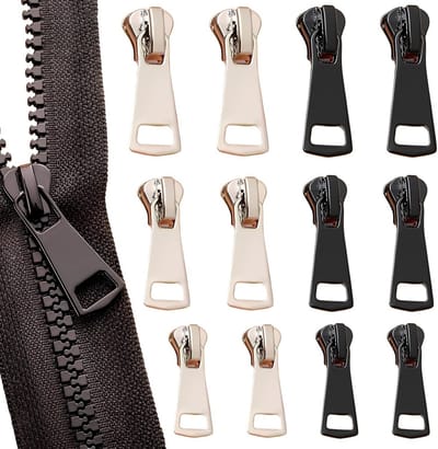 Vervangende Ritssluitingen - Rits Reparatie Set - Kleding Repareren - Universele Maten - Set van 12 - Zwart Zilver
