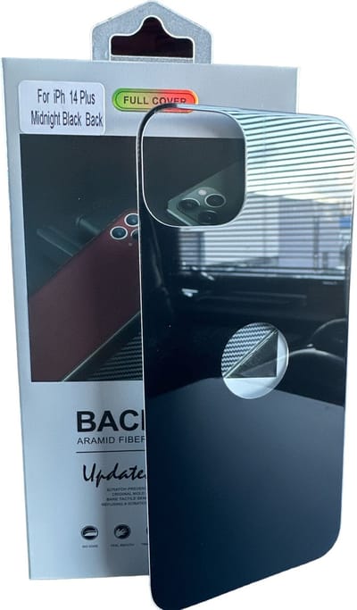 Armid Fiber Achter glas beschermer Geschikt voor: Apple iPhone 14 Plus (Midnightblack) Achterkant Temper Glass Protector - Back Screen Protector