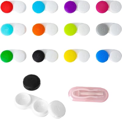 Kleurige contactlenshouders, 24-delige set met opbergdozen, draagbare lenzencontainers voor thuis en onderweg