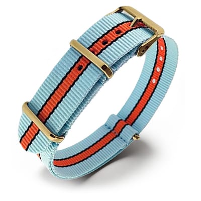 NATO Horlogeband G10 Military Nylon Strap - Gulf Le Mans -Goud Staal - 18mm