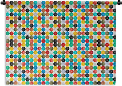 Wandkleed - Wanddoek - Knopen - Regenboog - Kleding - Design - 120x90 cm - Wandtapijt