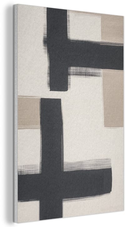 Akoestisch wandpaneel 60x90 cm - Vilt schilderij Zwart - Abstract - Japandi - Akoestische panelen - Geluidsdempende wanddecoratie - Geluidsisolatie woonkamer - Muurdecoratie geluidspanelen