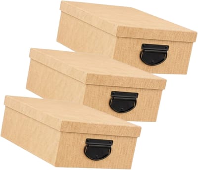 5Five Spullen Opbergdoos box - 3x - goudgeel - 28 x 20 x 11 cm - Karton - Diverse toepassingen - Opslagbox - Fivebox