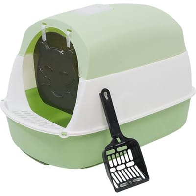 Bac à litière pour animaux de compagnie de grande capacité, entièrement fermé, anti-déversement, déodorant, toilettes pour chats, pelle à deux voies, bac à litière pour chats, bac à sable fermé L 52x38x35CM