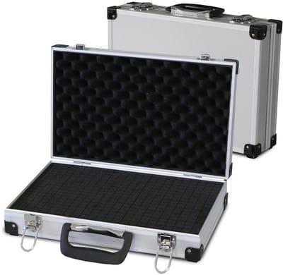 Pistoolkoffer - Zwart - 370 x 230 x 80 mm - Aluminium Draagkoffer met Schuiminleg - Universeel voor Meetinstrumenten en Gereedschap