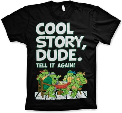 Teenage Mutant Ninja Turtles Heren Tshirt -S- Cool Story Dude Zwart