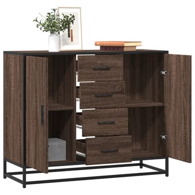 vidaXL - Dressoir - 92x35x76 - cm - bewerkt - hout - bruin - eikenkleurig