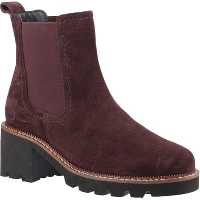 Hush Puppies Gaia Leren Dames Prune Kleurige Chelsea Laarzen Met Hak