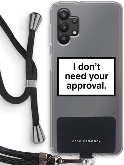 Hoesje met koord geschikt voor Samsung Galaxy A32 5G hoesje met Koord - Don't need approval - Telefoonhoesje met Zwart Koord - Bescherming aan alle Kanten en Over de Schermrand