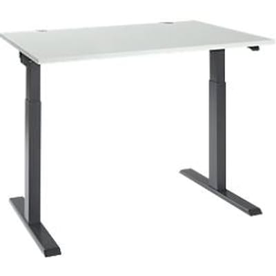 Bureau ERGO-T 2.0 - elektrisch in hoogte verstelbaar - B 1200 x D 800 x H 715-1205 mm - T-voet antraciet - lichtgrijs - ons merk Schäfer Shop Select