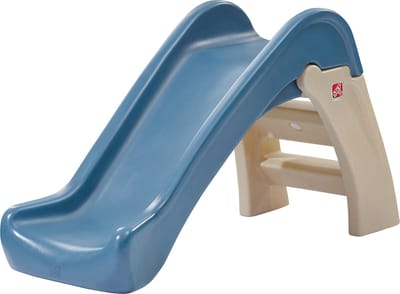 Step2 Play & Fold Jr. Glijbaan in blauw - Opvouwbare glijbaan voor peuter / kind van 1,5 tot 4 jaar - Plastic kinderglijbaan voor de tuin / buiten