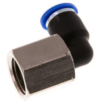 6mm x G1/4'' 90 graden L-verbinding Messing/PA 66 Insteekfitting Binnendraad Draaibaar NBR [2 Stuks]