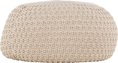 Nest living Sylvie Gevlochten Ronde Poef Beige - Voetenbank - Hocker - Stof - Ø 60 cm