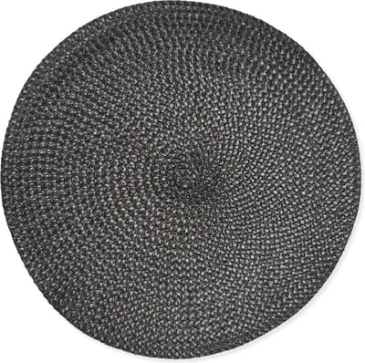 Placemats Rond 38 cm Set van 4 – Urban Zwart – Afwasbaar Kunststof – Feestelijke Tafeldecoratie voor Kerst & Feest
