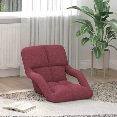 vidaXL - Verstelbare - Vloerstoel - met - Armleuning - 5 - Posities - Wijnrood - Stof
