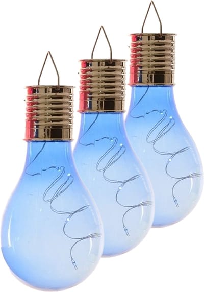 Lumineo Lampbolletje - 6x stuks - LED - blauw - solar verlichting - 14 cm - tuinverlichting