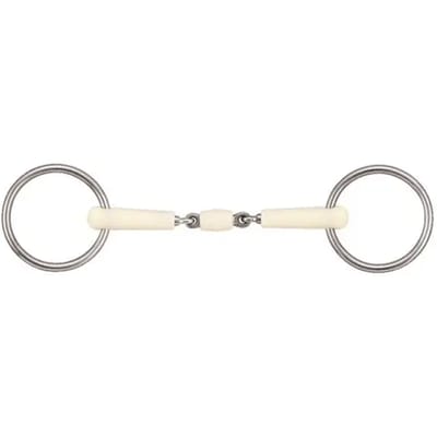 Dubbelgebroken paardenbit + rol Soyo Happy mouth bradoon