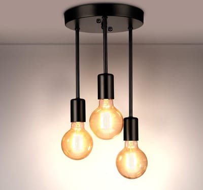 StayPowered Plafondlamp - Industrieel Design voor Stijlvol Interieur - 3 Verstelbare Spots - Hoogwaardig IJzer - Retro Vintage Look - Geschikt voor Diverse Ruimtes - Eenvoudige Installatie - Zwart - Levering Sneller dan Aangegeven!