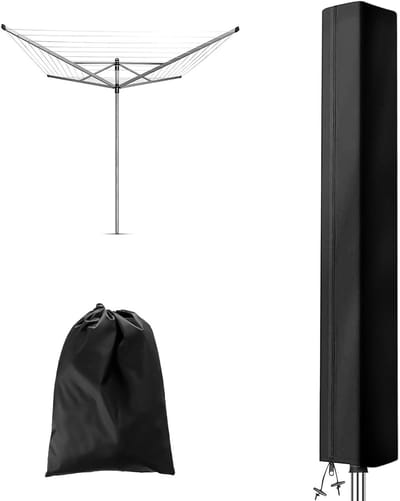 Waterdichte Beschermhoes voor Wasdroger van 420D Oxford, UV-Bescherming, Versterkte Zomen, Geschikt voor 4 Armen (165 x 16 x 16 cm)