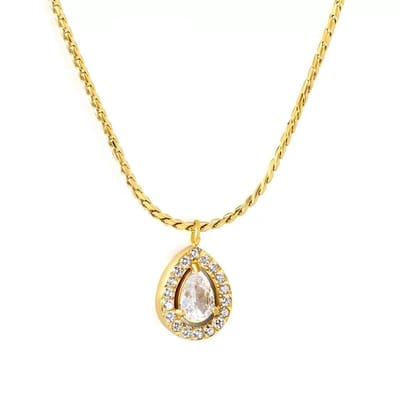 WeLoveSilver - gouden ketting - druppel kristal - chirurgisch staal - 42.5 cm