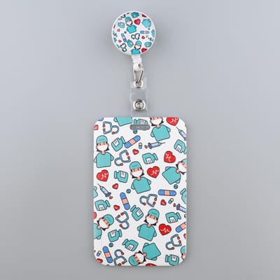 Grey's Anatomy Cartoon Intrekbare Badgehouder met Verpleegkundige ID, Zakelijke Creditcard, Werkkaart, Roze Liefde Badgehouder Accessoires