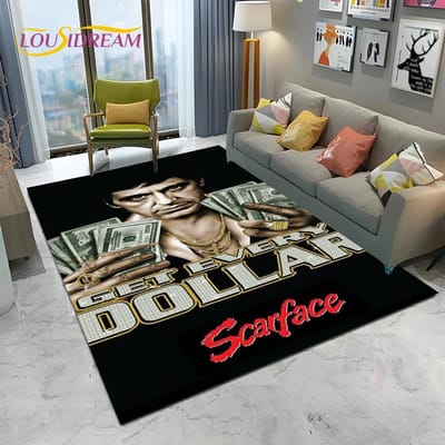 Scarface 3D Classic Film Tony Tapijt Vloerkleed voor Huis Woonkamer Slaapkamer Bank Deurmat Decor,kinderen Speelruimte Vloerkleed Antislip Vloermat 40x60cm