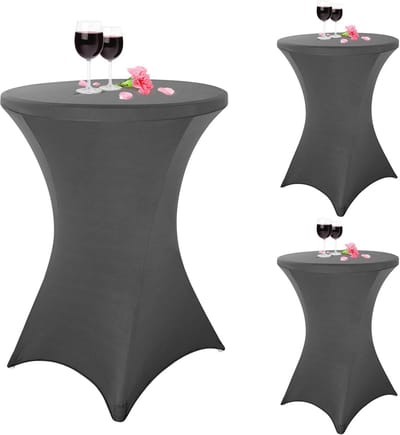 Omgoods - Pesonlook Set van 3 Donkergrijze Stretch Spandex Cocktailtafelkleedjes 80x110cm