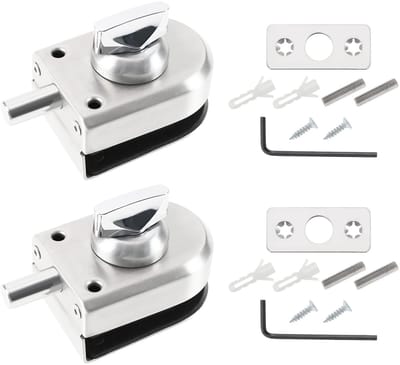 Store_9 - Glas Deurslot - Roestvrij Staal - Duurzaam en Veilig - Zilver - Geschikt voor Glazen Deuren - 10-12mm Dikte