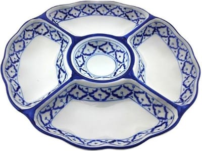 Snack Dipschaal - Chips & dips - Serveer/snackbord - Tapas servies -Tapasschaal rond 5 vaks 31 cm
