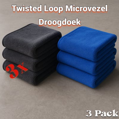 3 Pack! Premium Microvezel Droogdoek-Super Absorberende Microvezel Droogdoek – Dubbelzijdig – Donkergrijs/Blauw – 1200 GSM – Beste Kwaliteit –Auto, Motor & Boot Wassen - Auto Wassen & Drogen – Keuken & Kantoor Schoonmaken – Krasvrij – 40x40 c