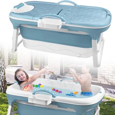 RONN® Zitbad voor Douche - Zitbad - Ligbad - 118 x 62 x 52 - Opvouwbaar - Blauw - 112cm x 62cm x 52cm