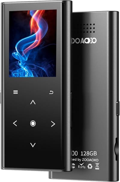 MP3 Speler 64GB met Bluetooth 5.2, Ingebouwde Luidspreker en FM Radio