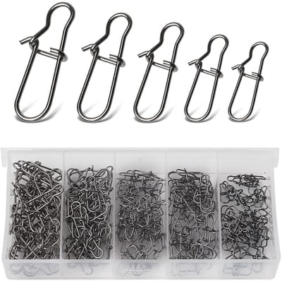 Dailygoods- Karabijnhaak 100 Stuks - Duo Lock Snaps - Swivels - Roestvrij Staal - Voor Kunstaas - Professionele Hengelaccessoires - Visclips