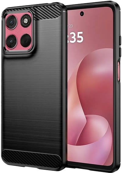 Hoesje geschikt voor Motorola Moto G67 Power/G57 Power - Techsuit Carbon Silicone Back Cover - Zwart