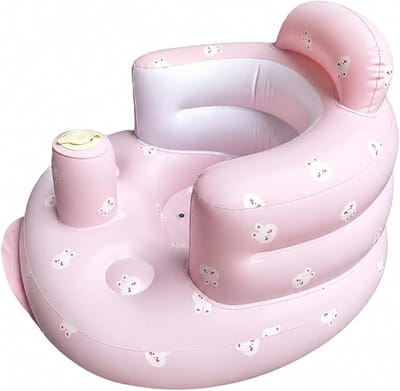 1 stuks opblaasbare babystoel, geschikt voor baby's vanaf 3 maanden, draagbare leerzitting, roze